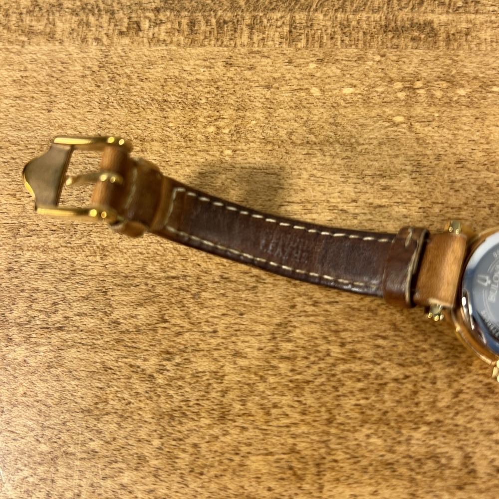 Bulova Women's Analog Brown Genuine Leather Gold Tone Quartz Watch Needs Battery - Picture 12 of 16
